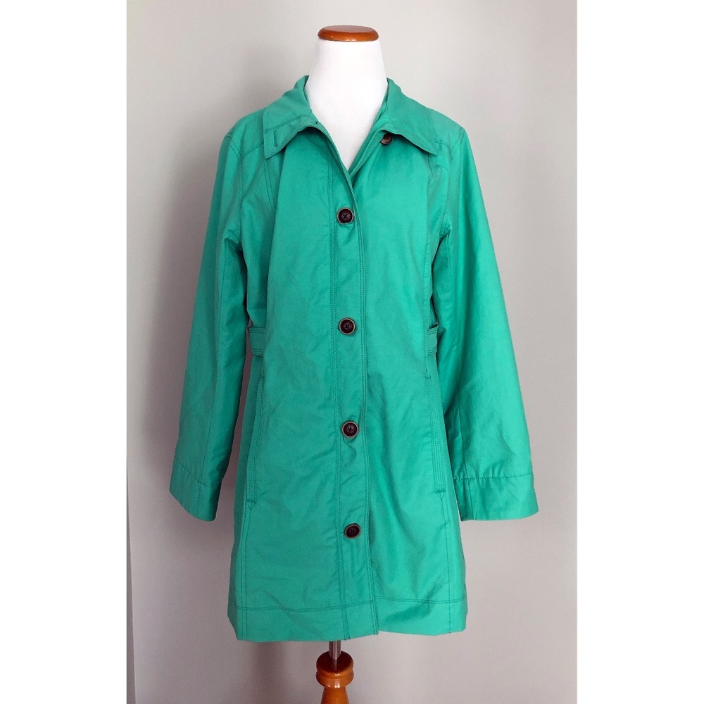 Eddie Bauer Teal Green Rain Jacket / Trench Coat